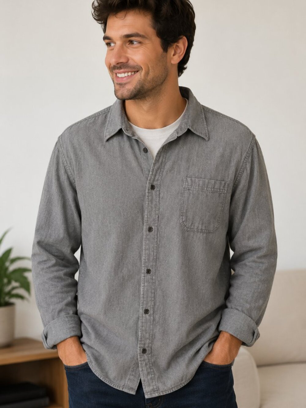 Croft & Barrow Men’s Gray Button-Down Shirt – Size XXL